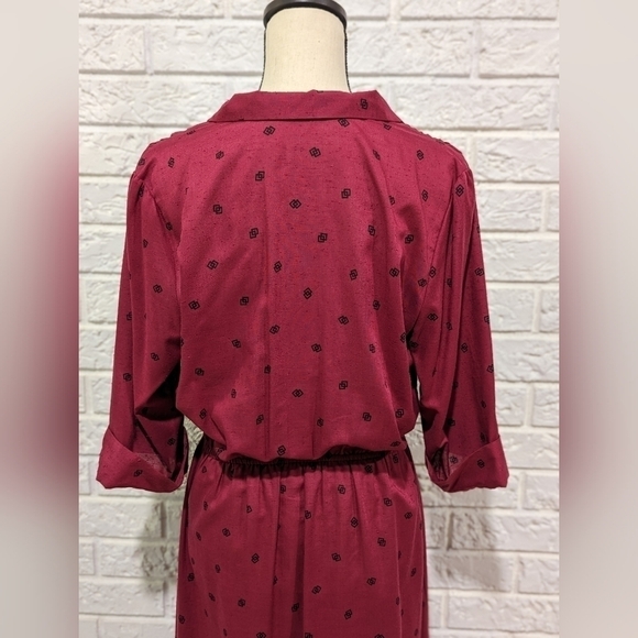 VINTAGE Shirtwaist Pin Up Day Dress Semi Sheer Rockabilly Button Up Collared S-L - Picture 4 of 15